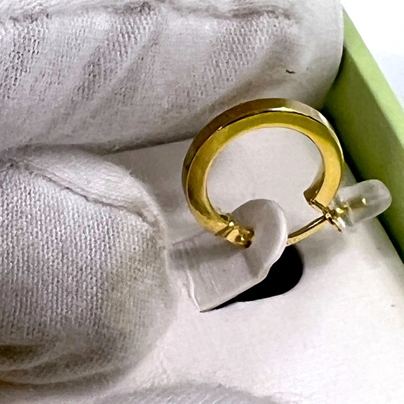 MÍA FIORE 💯FLAT HOOPE EARRINGS, GOLD COLOR, STERLING SILVER, 18KT GOLD PLATED - Picture 7 of 16